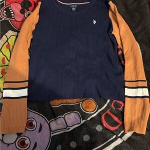 U.S. Polo Assn. Brown and Navy Crew Sweater